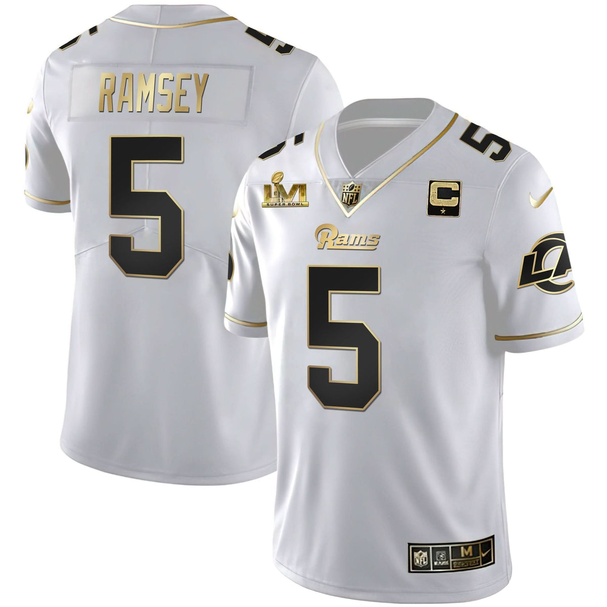 LAR Super Bowl LVI White Gold & Black Gold Jersey