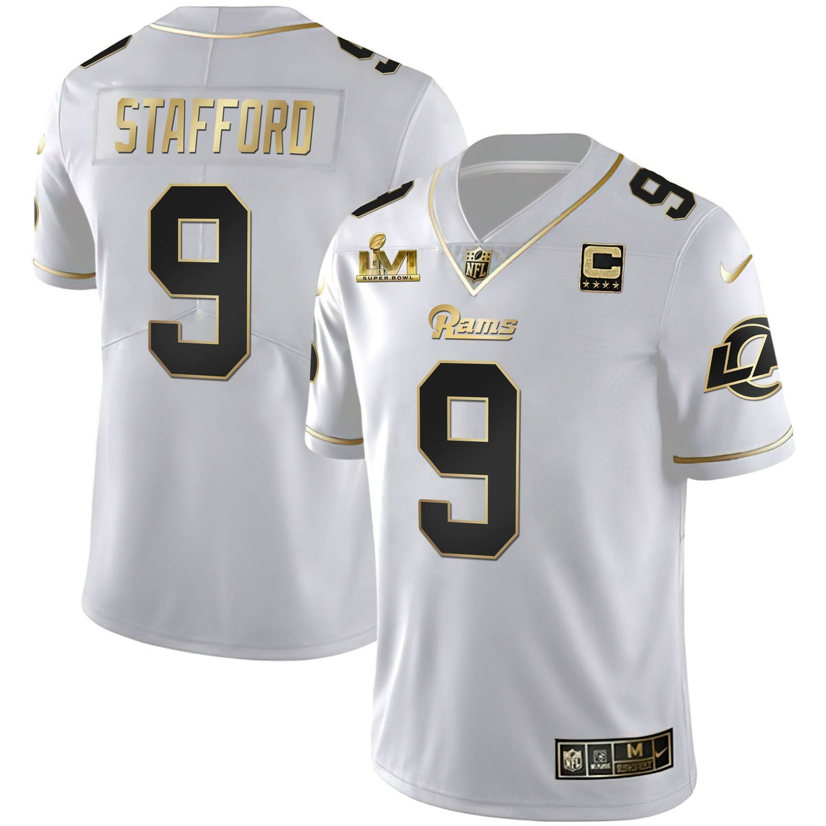 LAR Super Bowl LVI White Gold & Black Gold Jersey