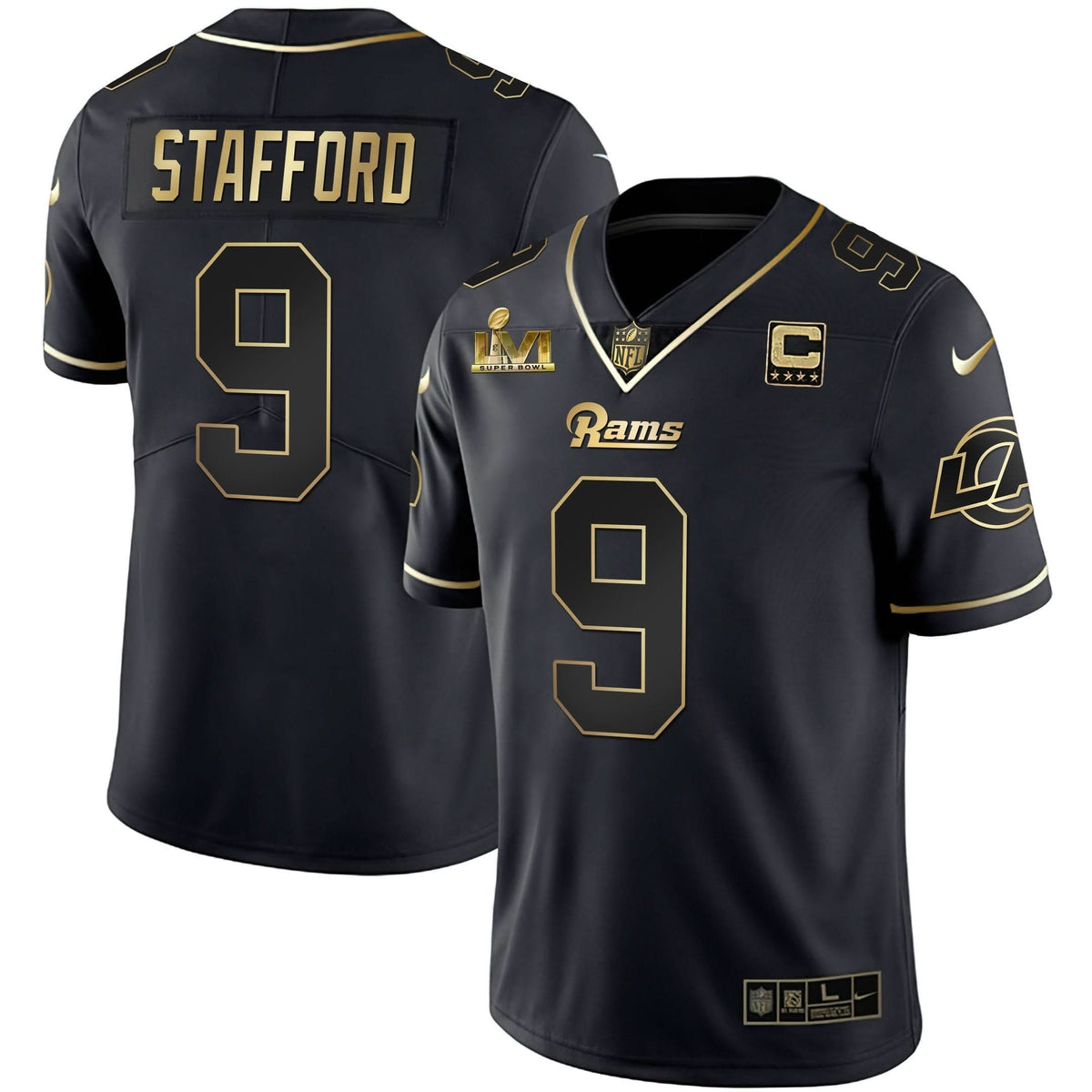 LAR Super Bowl LVI White Gold & Black Gold Jersey
