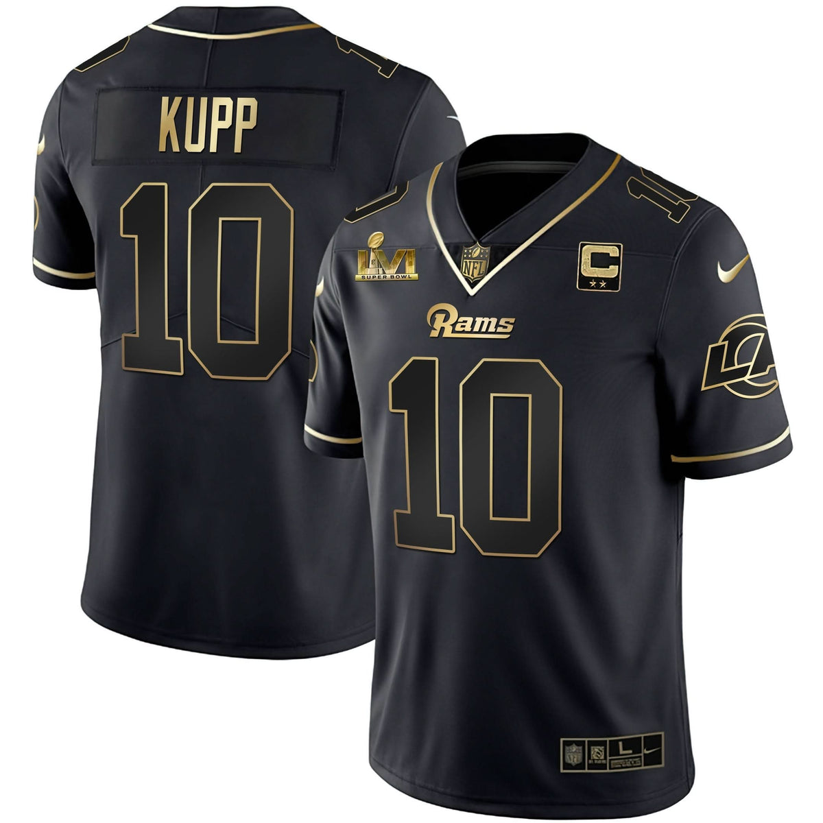 LAR Super Bowl LVI White Gold & Black Gold Jersey