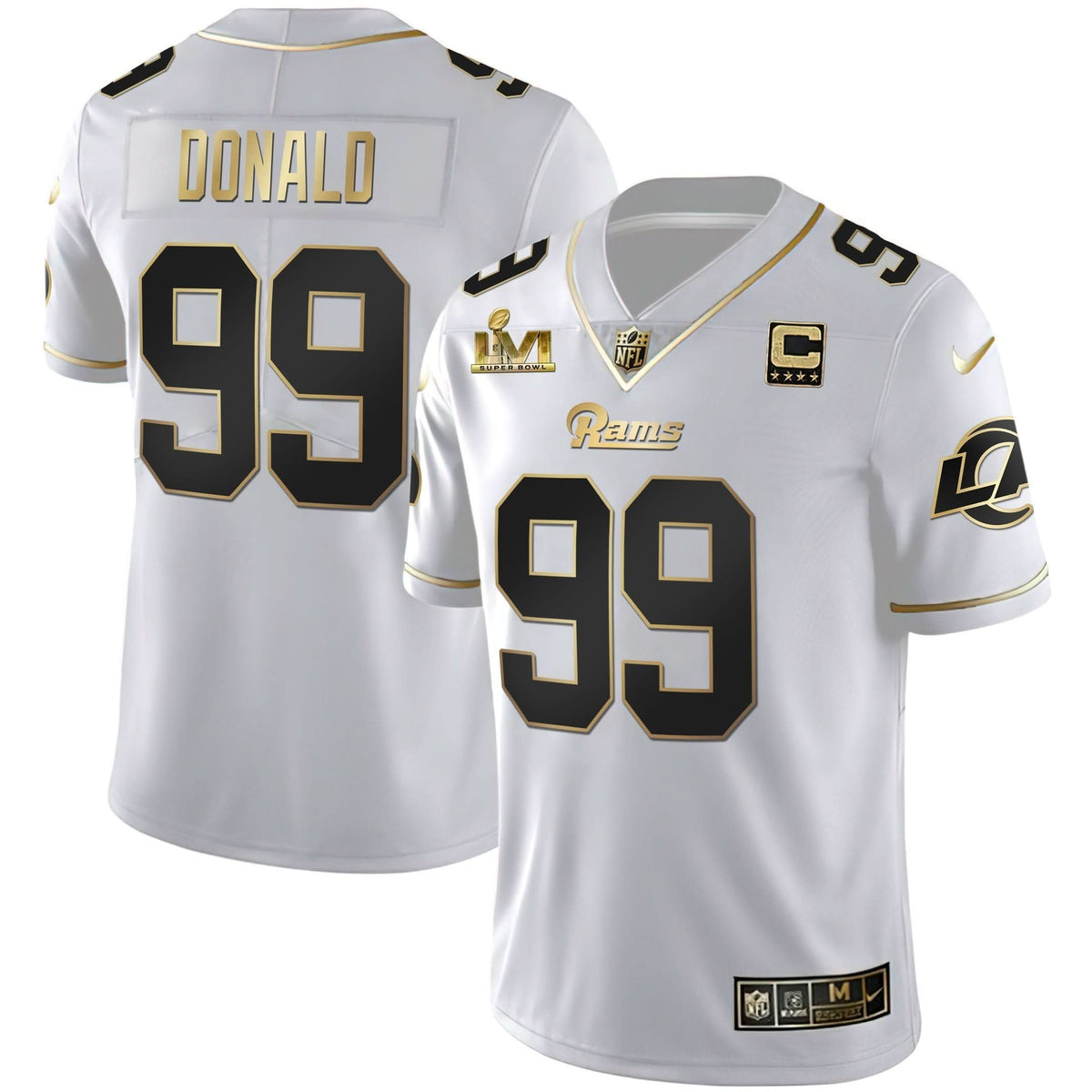 LAR Super Bowl LVI White Gold & Black Gold Jersey