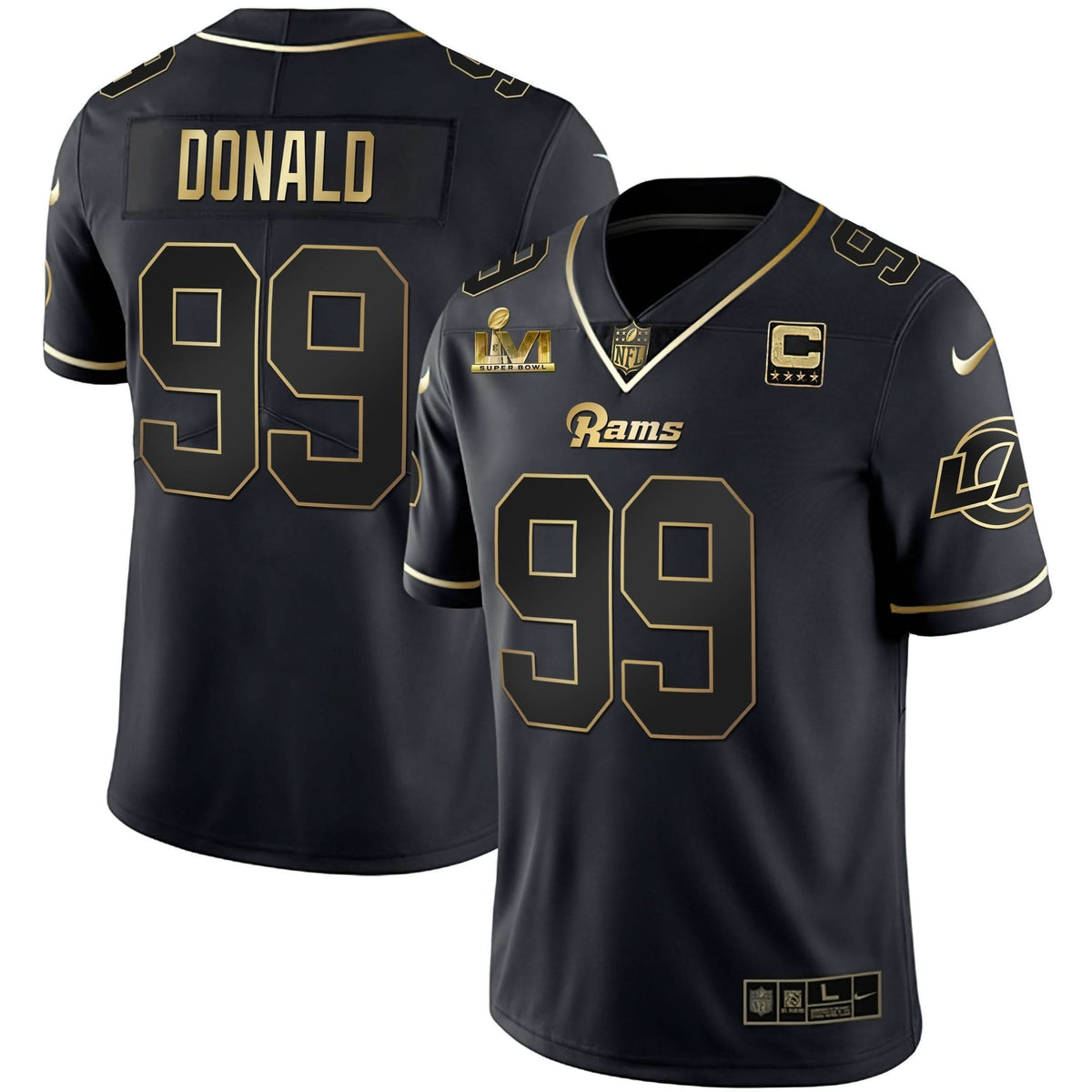 LAR Super Bowl LVI White Gold & Black Gold Jersey