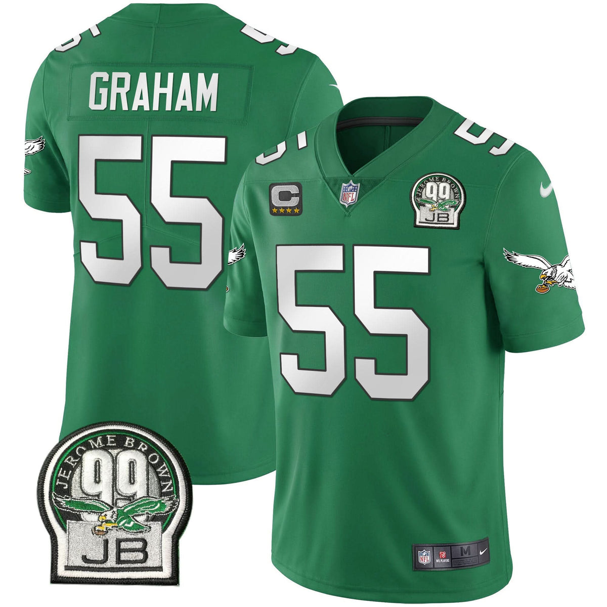 PHI Jerome Brown Retired Patch Gold & Kelly Jersey