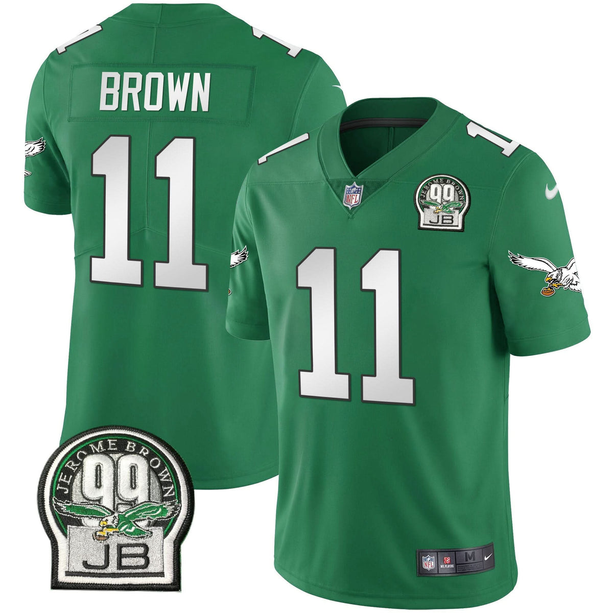 PHI Jerome Brown Retired Patch Gold & Kelly Jersey