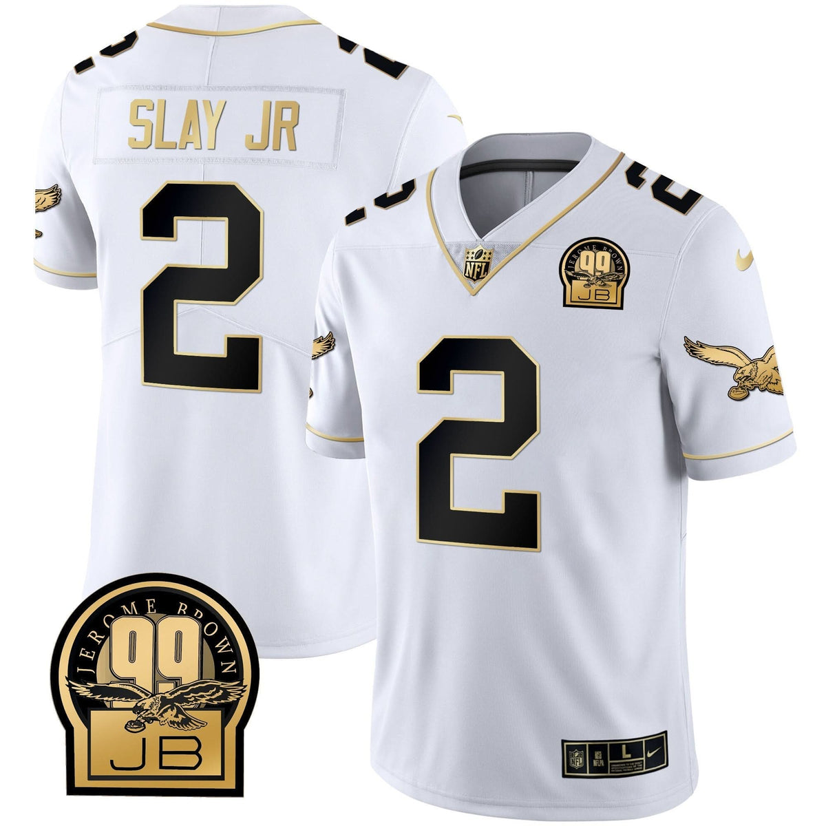 PHI Jerome Brown Retired Patch Gold & Kelly Jersey