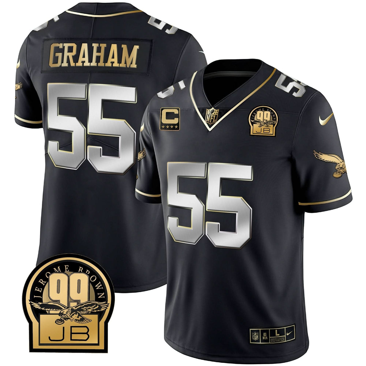PHI Jerome Brown Retired Patch Gold & Kelly Jersey