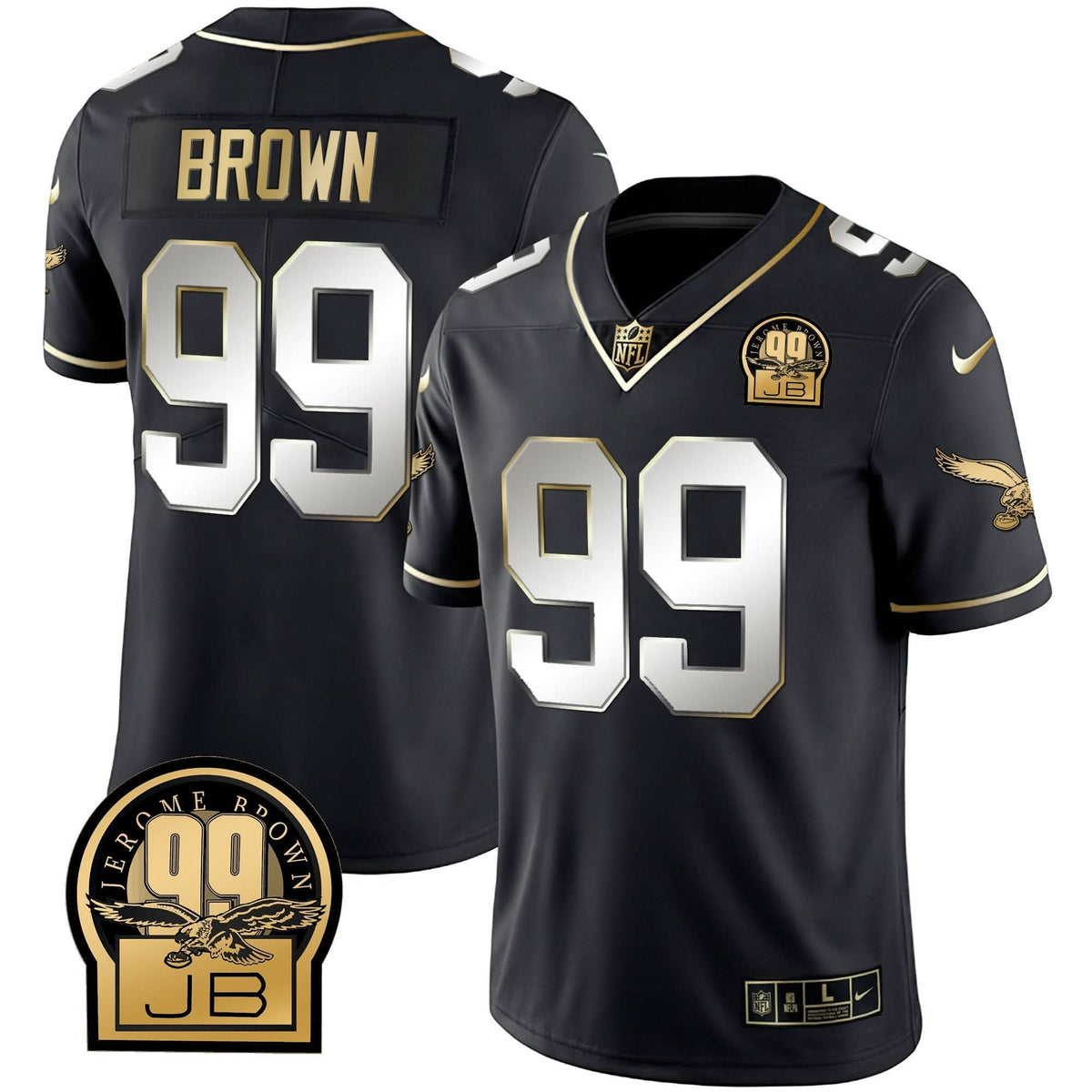 PHI Jerome Brown Retired Patch Gold & Kelly Jersey