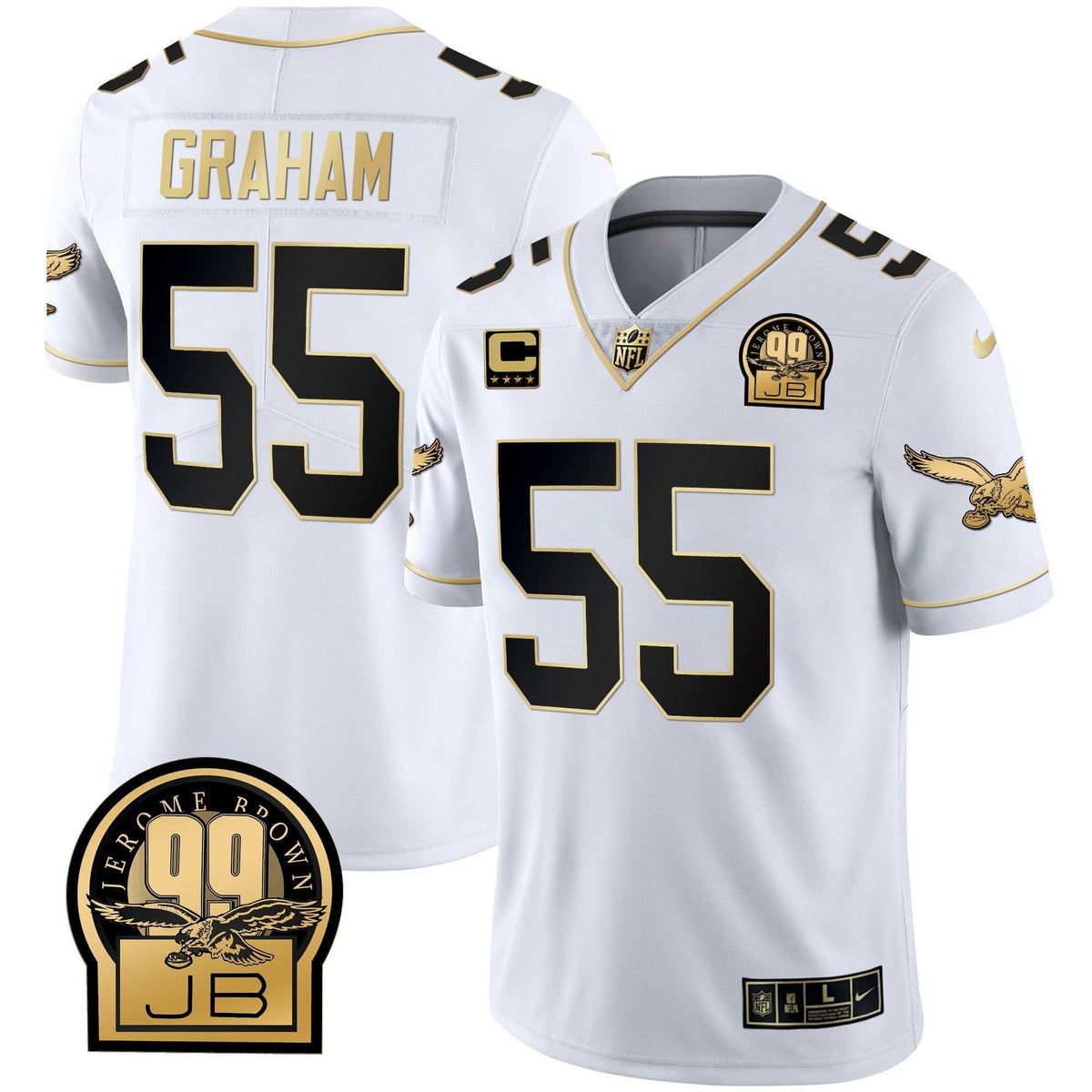 PHI Jerome Brown Retired Patch Gold & Kelly Jersey