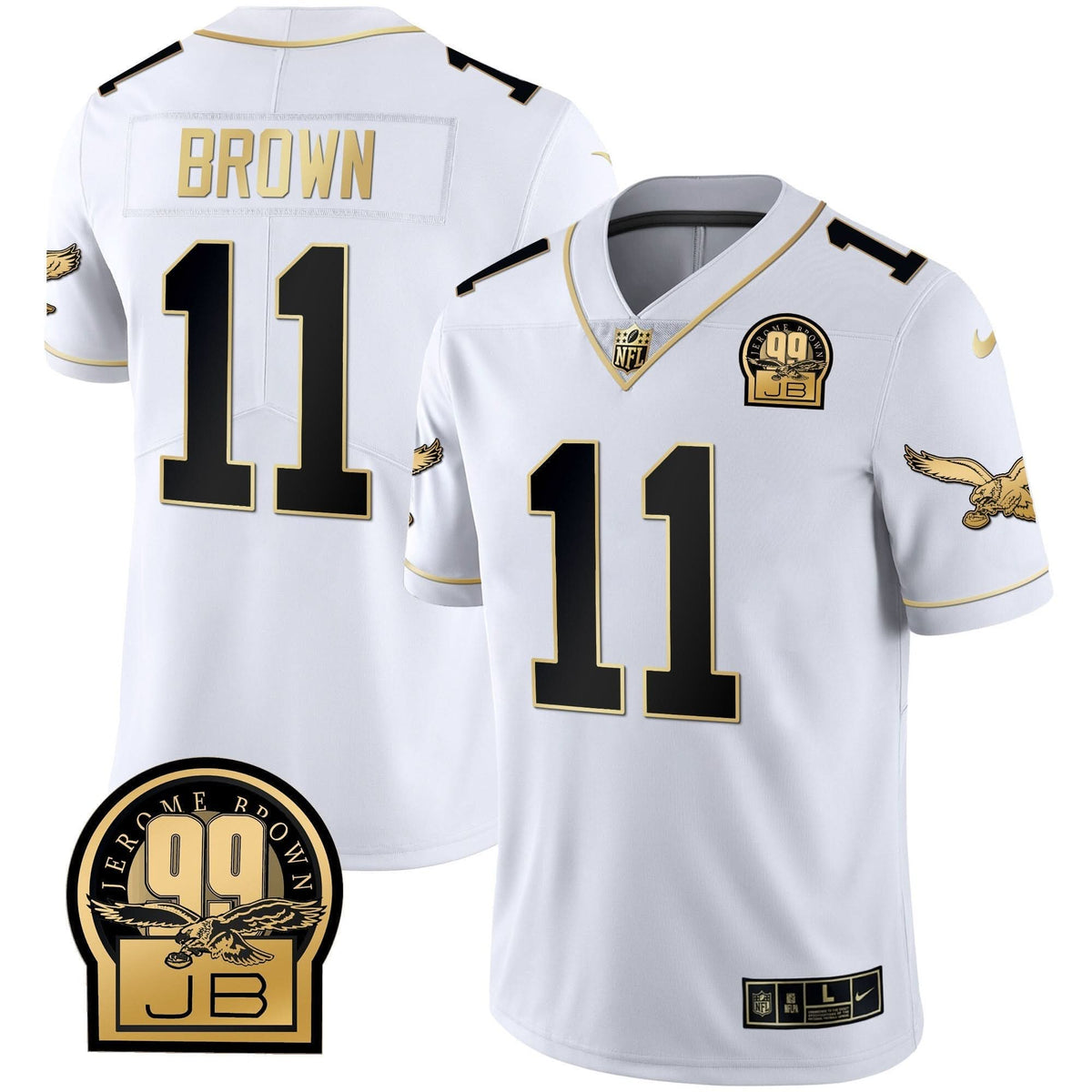PHI Jerome Brown Retired Patch Gold & Kelly Jersey