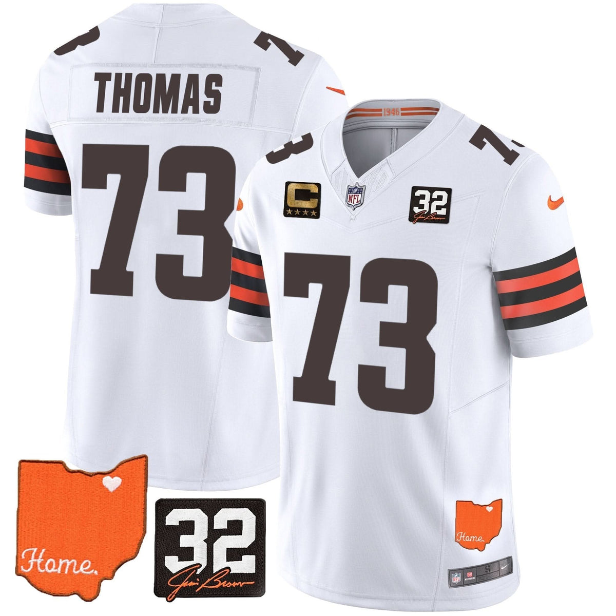 CLE #32 Jim Brown Memorial & Home Patch Vapor Limited Jersey