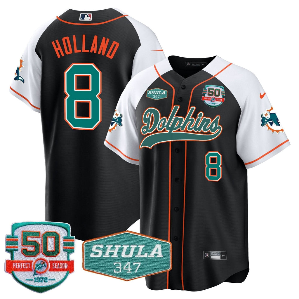 MIA 50th & Don Shula 347 Memorial Patch Baseball Jersey - All Stitched