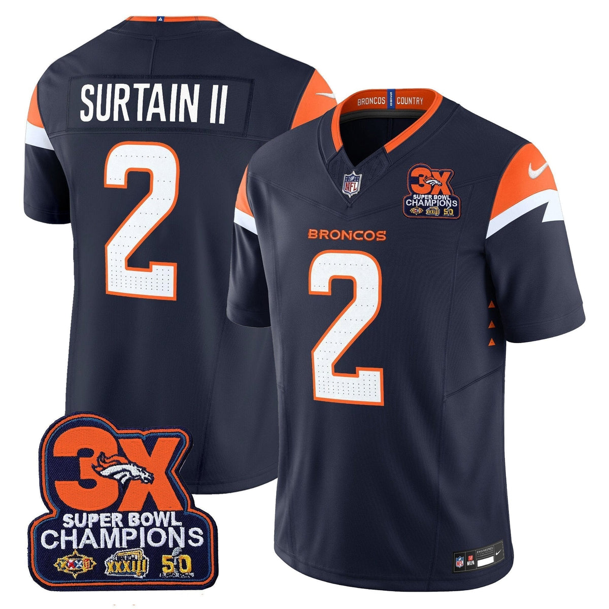 DEN 3-Time Champions Patch Vapor Limited Jersey