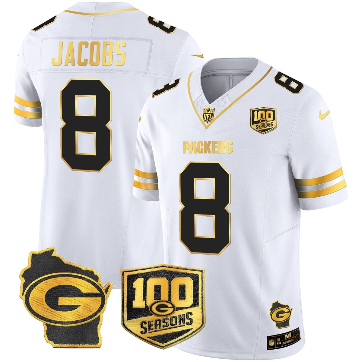 GB 100th Season & Home Patch Gold Vapor Limited Jersey