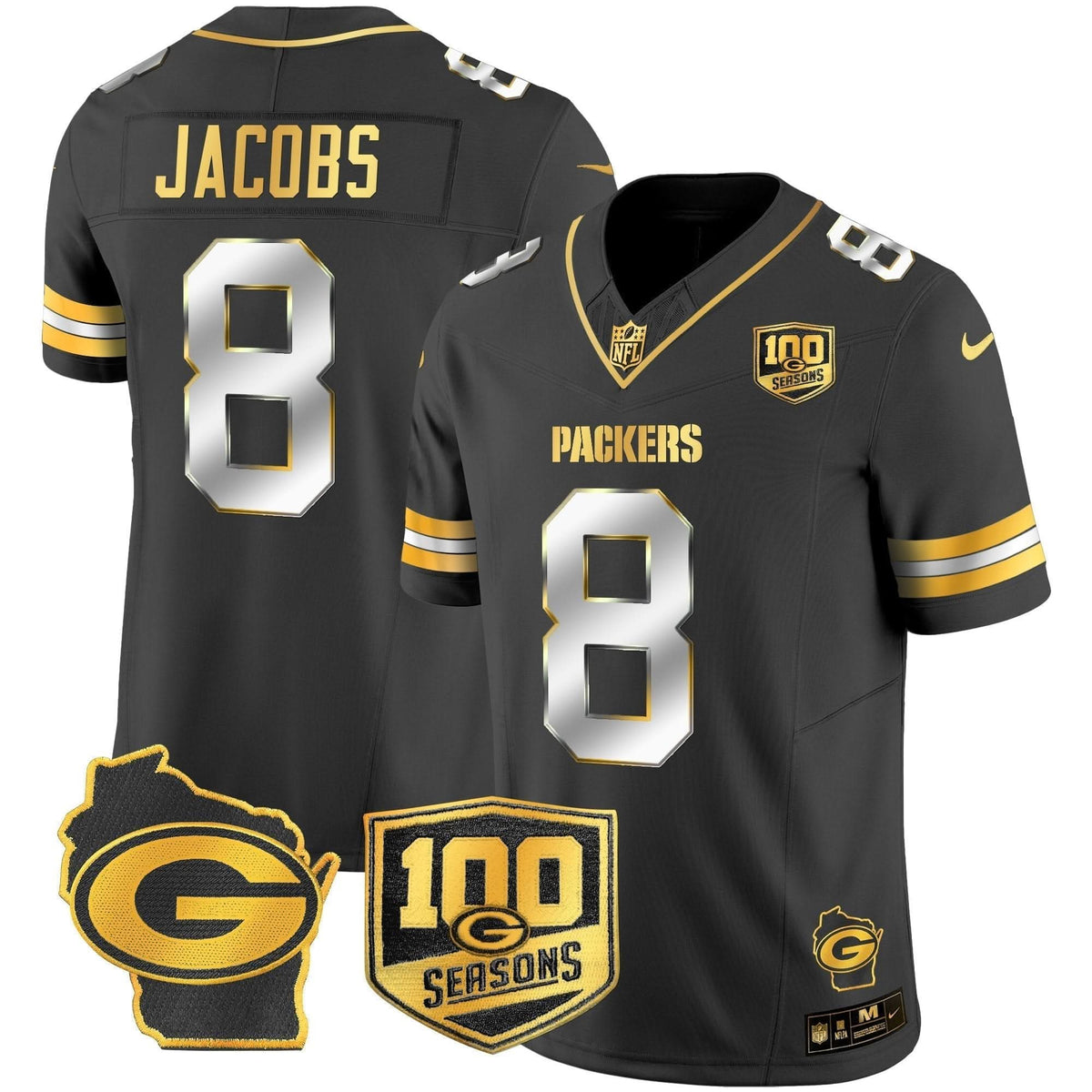 GB 100th Season & Home Patch Gold Vapor Limited Jersey