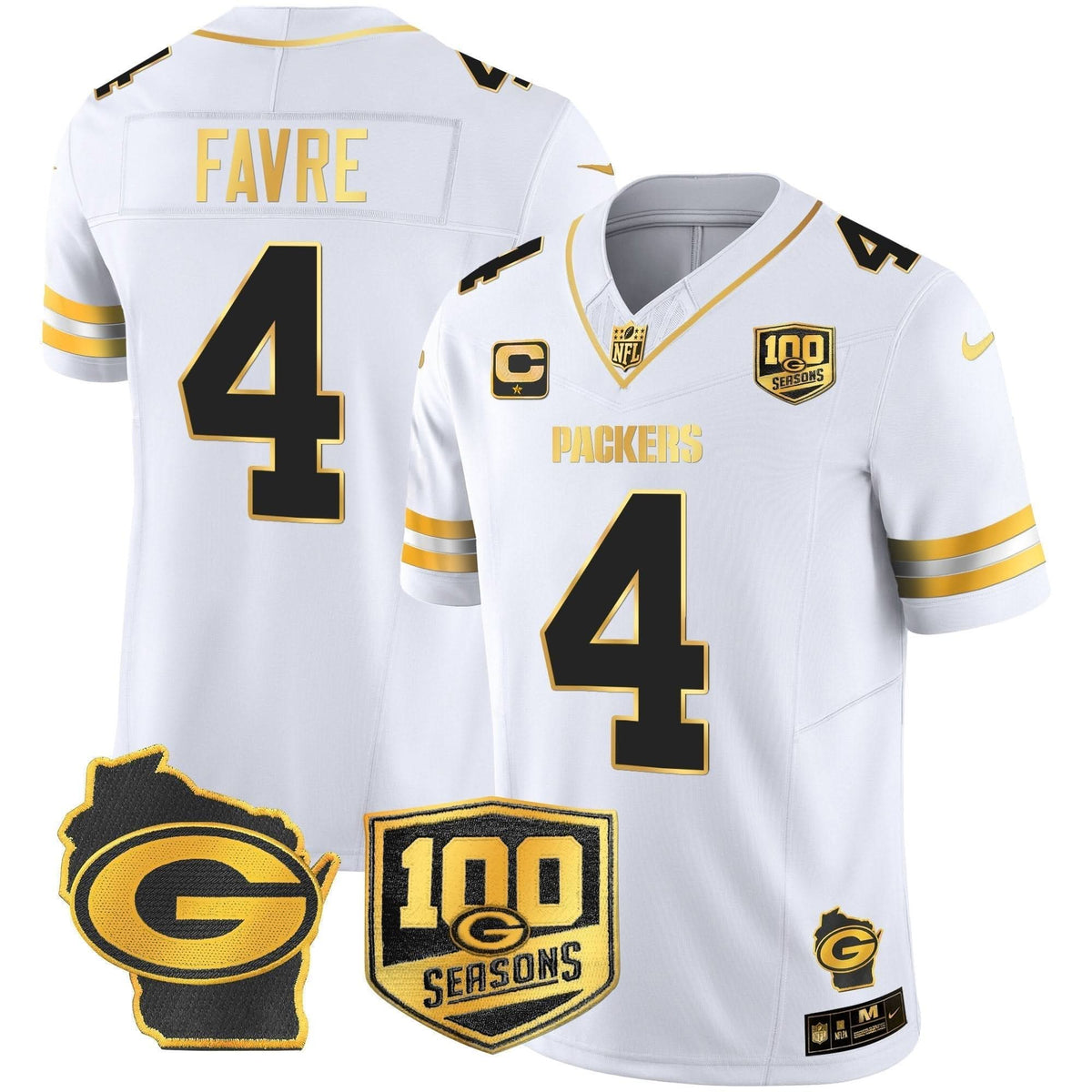 GB 100th Season & Home Patch Gold Vapor Limited Jersey