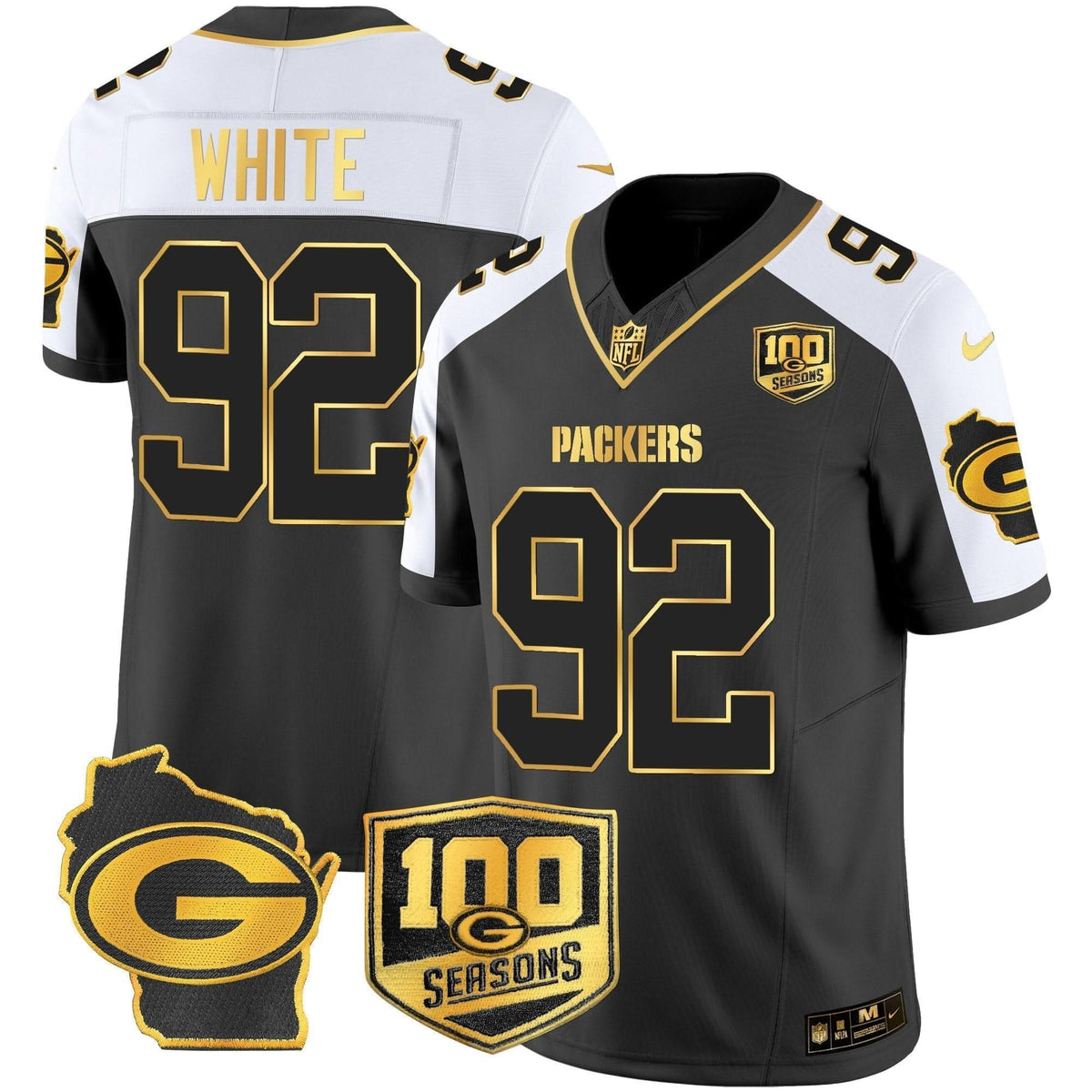 GB 100th Season & Home Patch Gold Vapor Limited Jersey