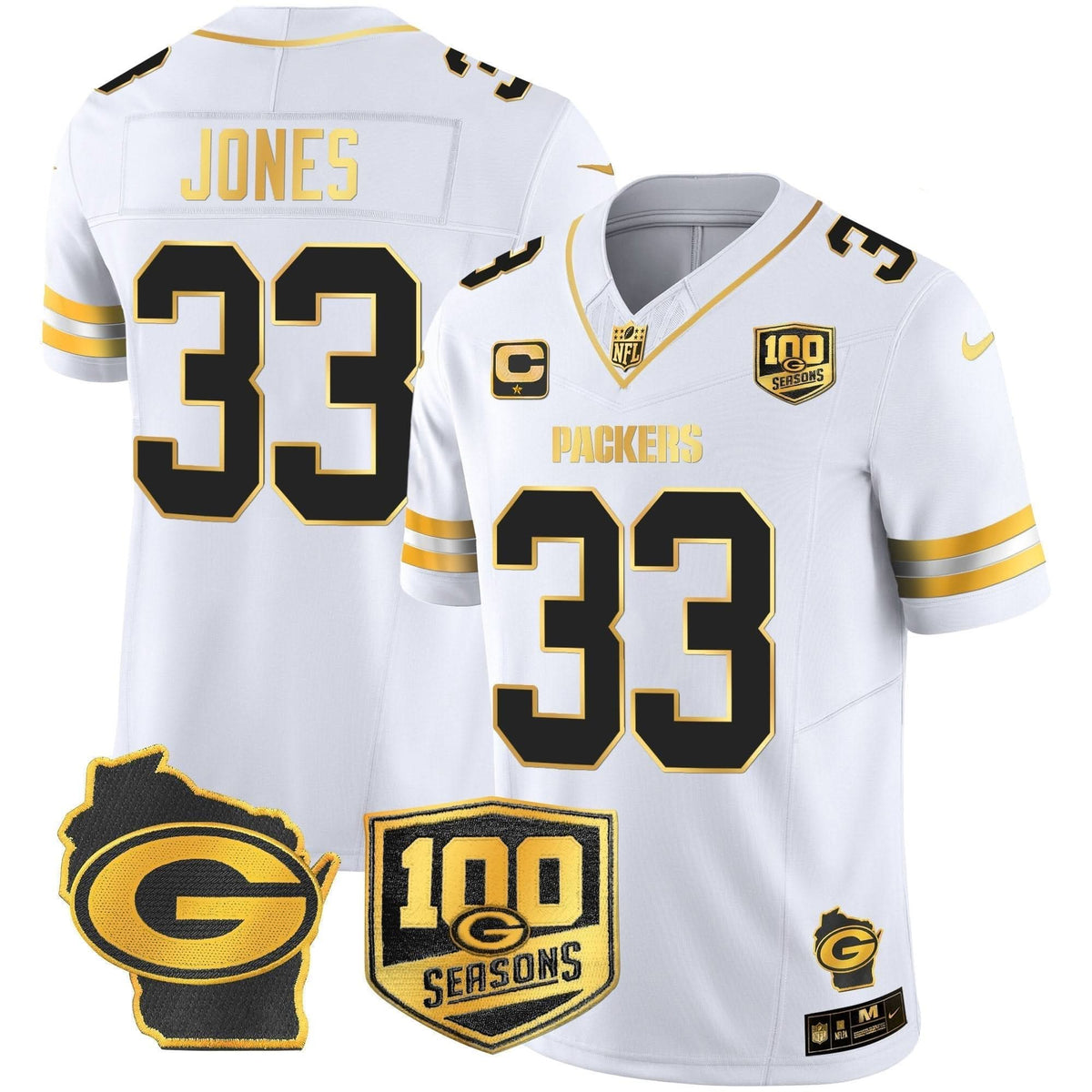 GB 100th Season & Home Patch Gold Vapor Limited Jersey