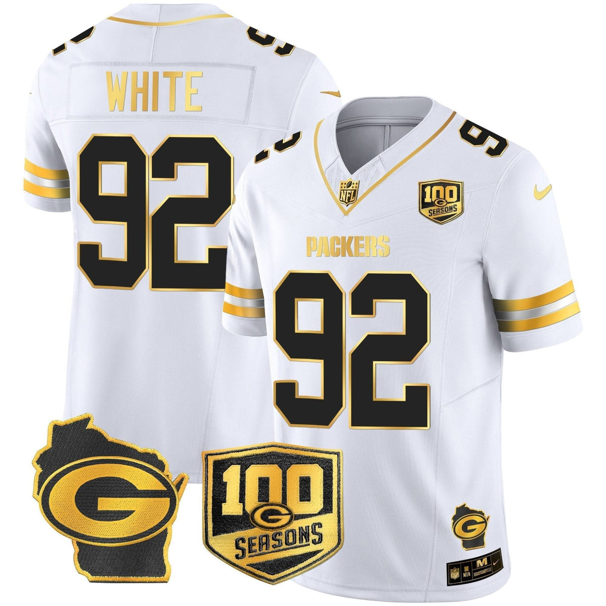 GB 100th Season & Home Patch Gold Vapor Limited Jersey