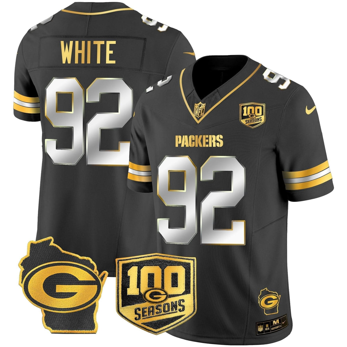 GB 100th Season & Home Patch Gold Vapor Limited Jersey