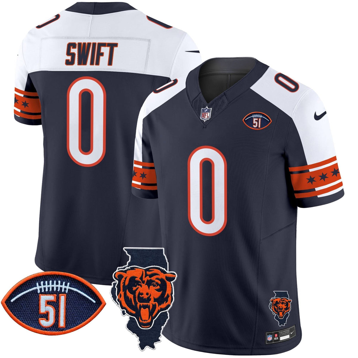 CHI Illinois & Dick Butkus Patch Vapor Limited Jersey
