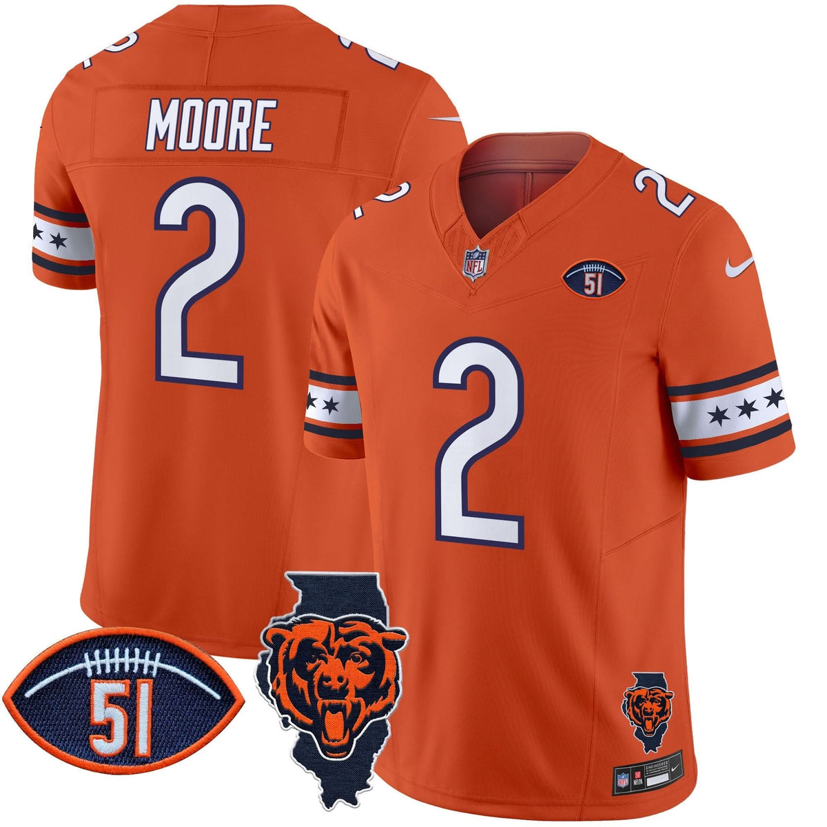 CHI Illinois & Dick Butkus Patch Vapor Limited Jersey