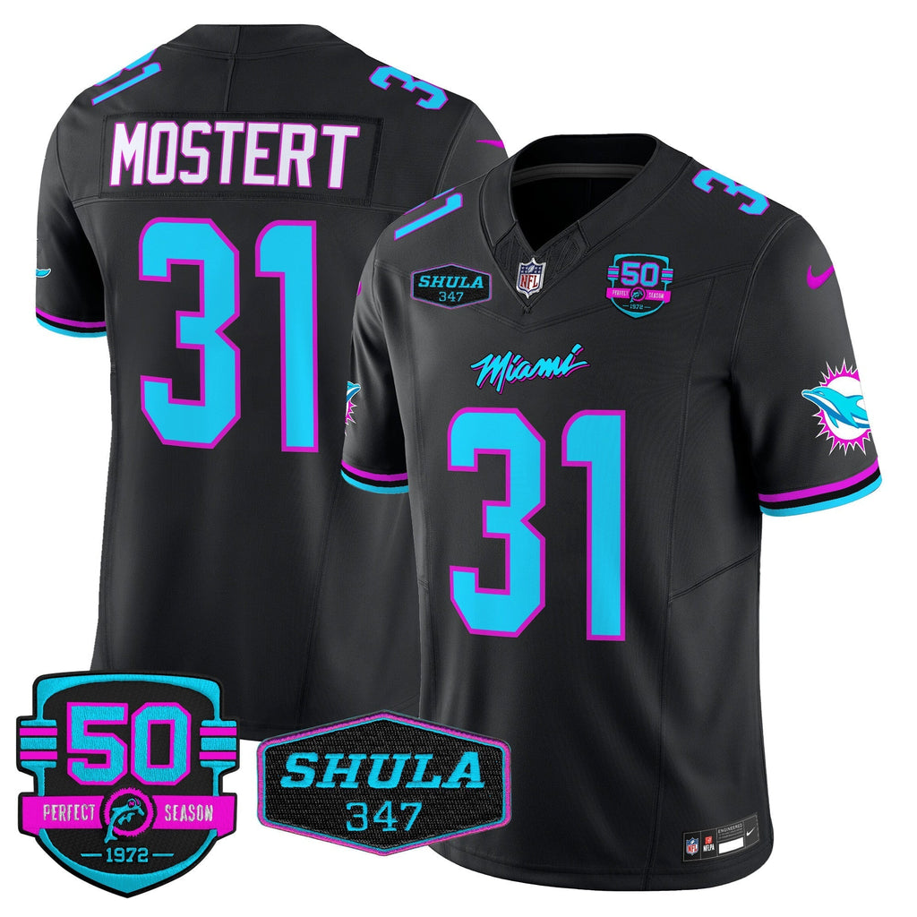 MIA "Miami Vice" Shula 347 & 50th Perfect Season Patch Vapor Limited Jersey