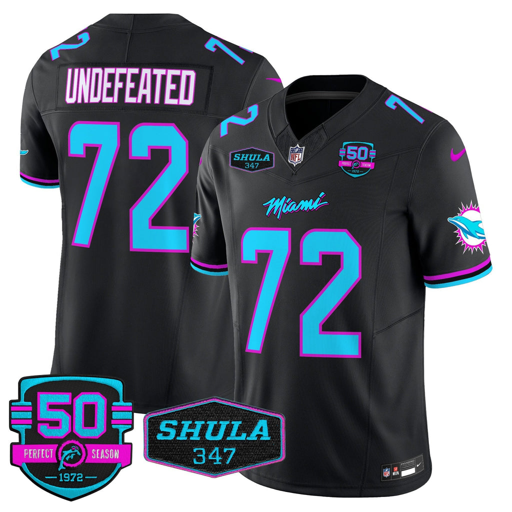 MIA "Miami Vice" Shula 347 & 50th Perfect Season Patch Vapor Limited Jersey