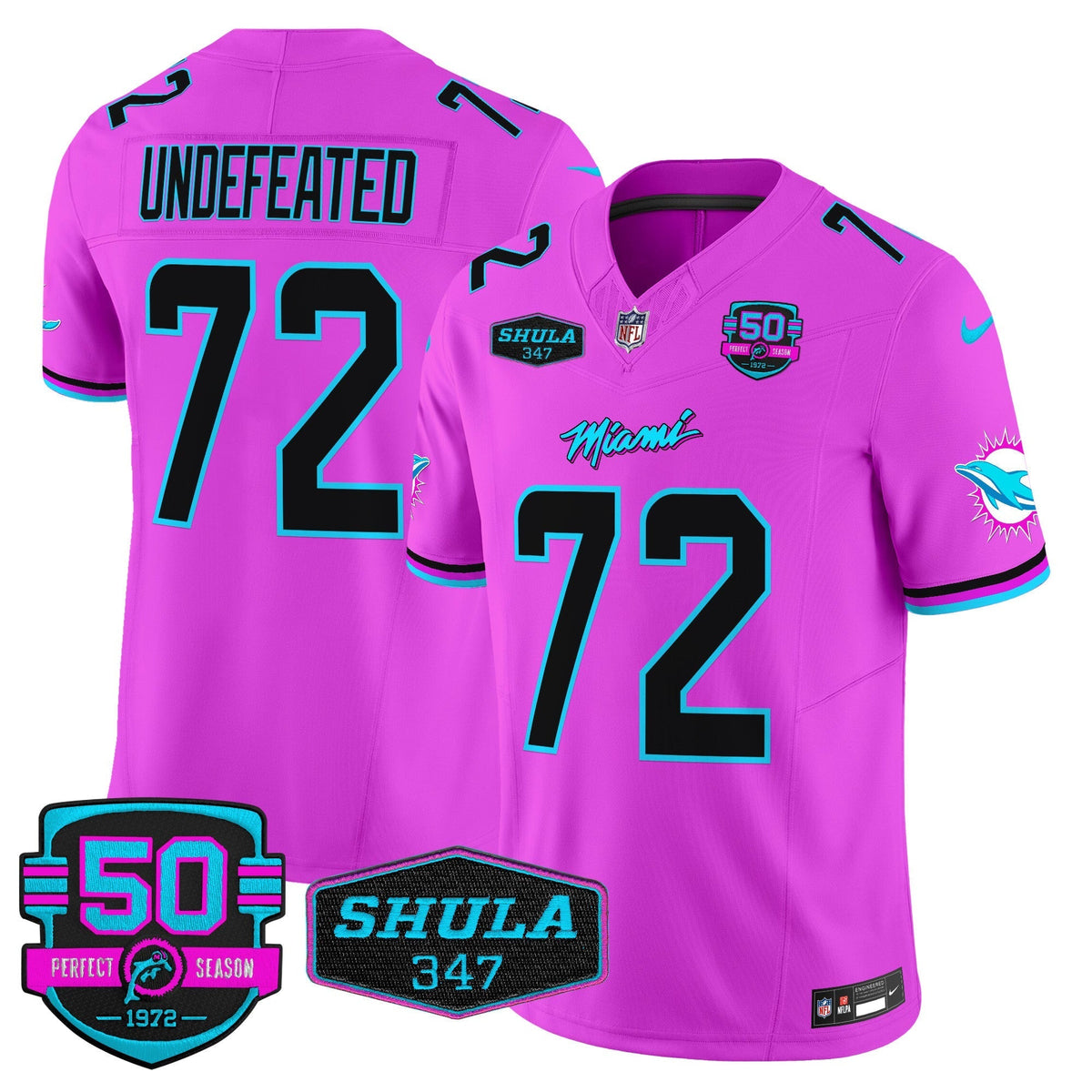 MIA "Miami Vice" Shula 347 & 50th Perfect Season Patch Vapor Limited Jersey