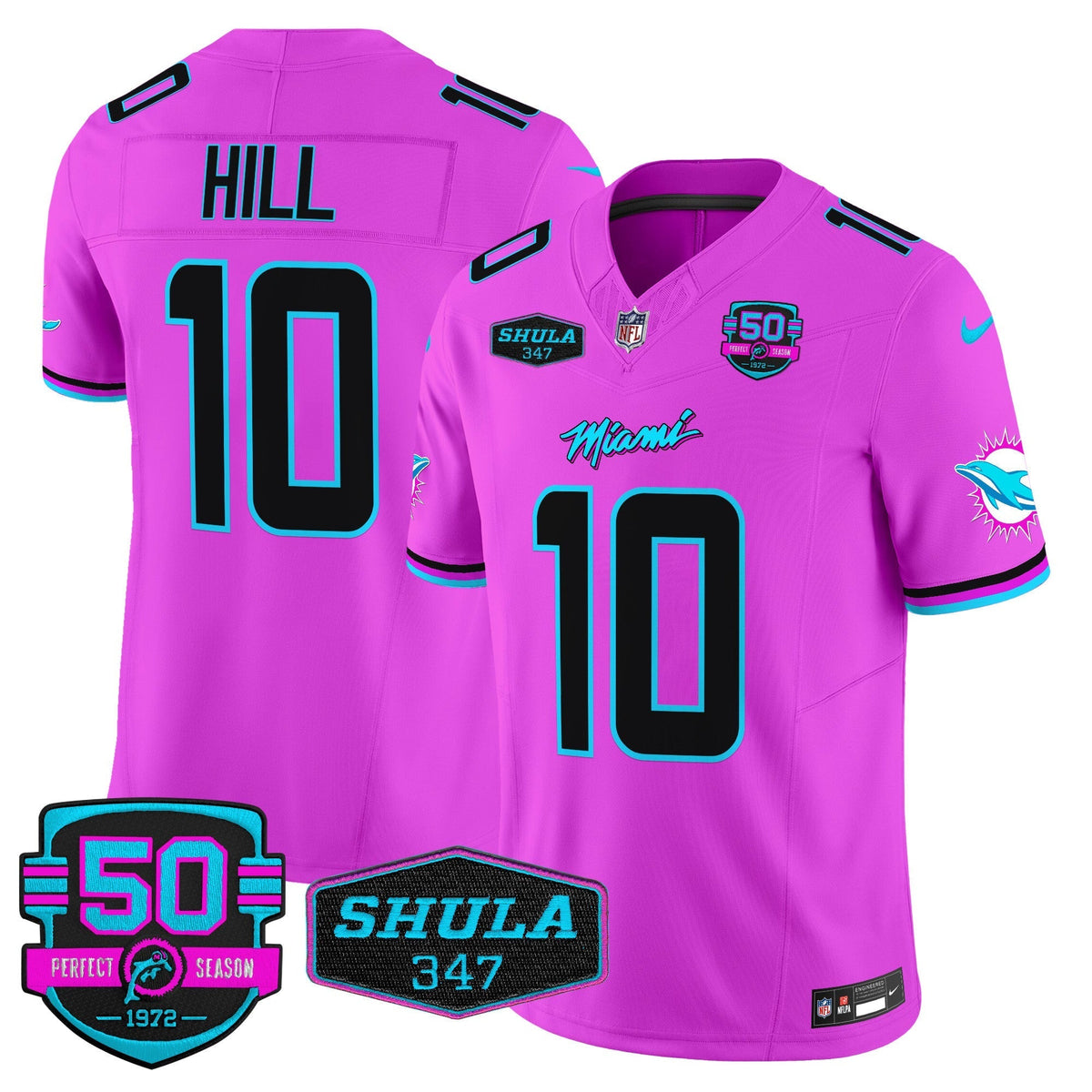 MIA "Miami Vice" Shula 347 & 50th Perfect Season Patch Vapor Limited Jersey
