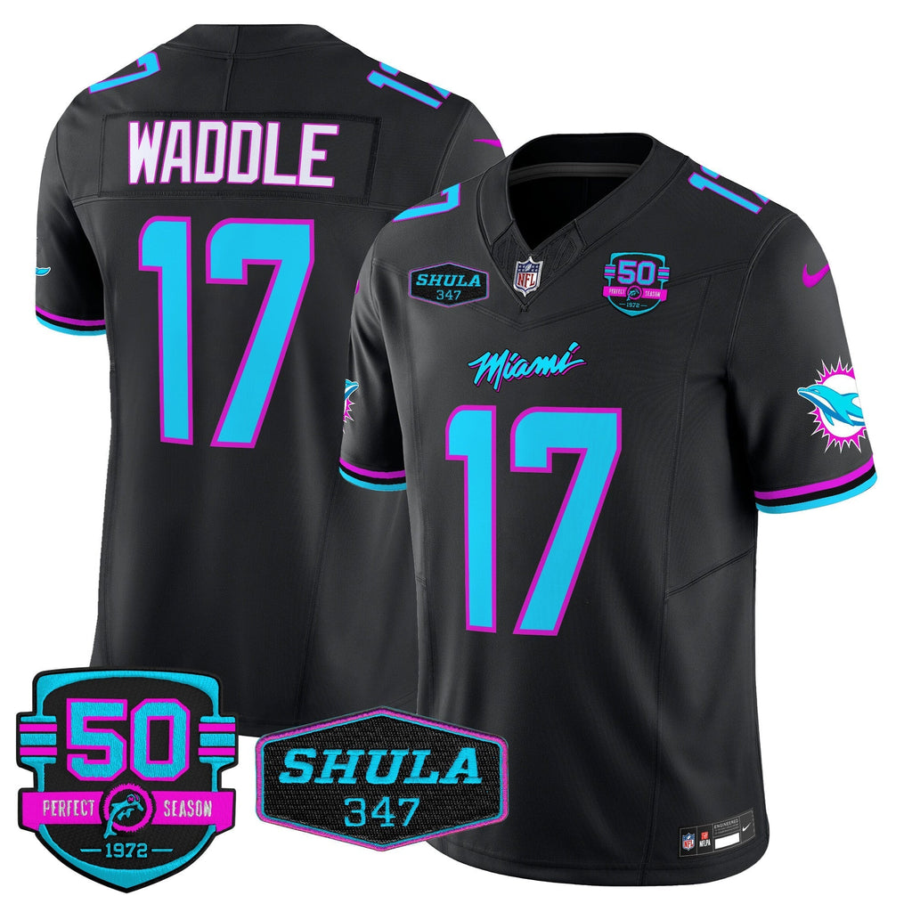MIA "Miami Vice" Shula 347 & 50th Perfect Season Patch Vapor Limited Jersey