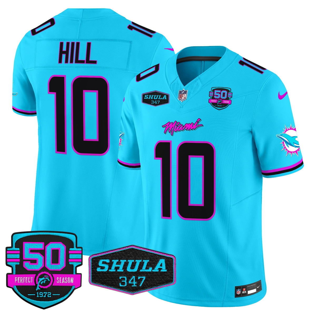 MIA "Miami Vice" Shula 347 & 50th Perfect Season Patch Vapor Limited Jersey