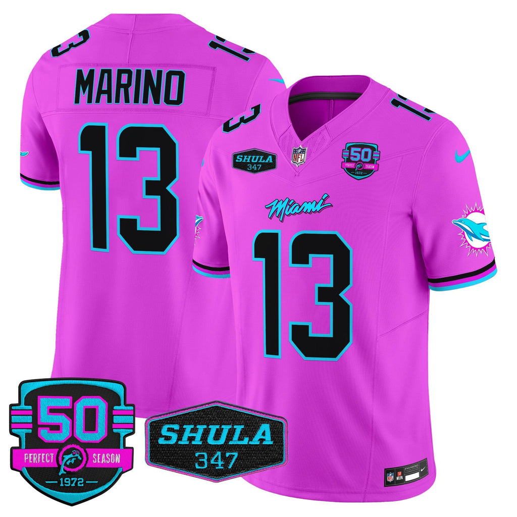 MIA "Miami Vice" Shula 347 & 50th Perfect Season Patch Vapor Limited Jersey
