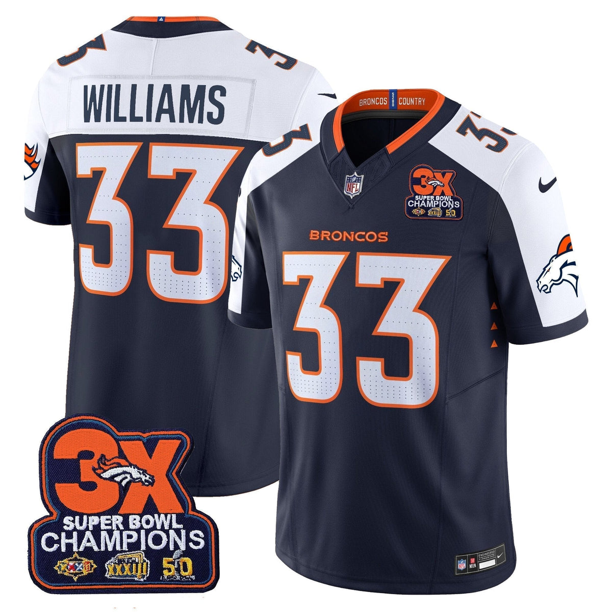 DEN 3-Time Champions Patch Vapor Limited Jersey