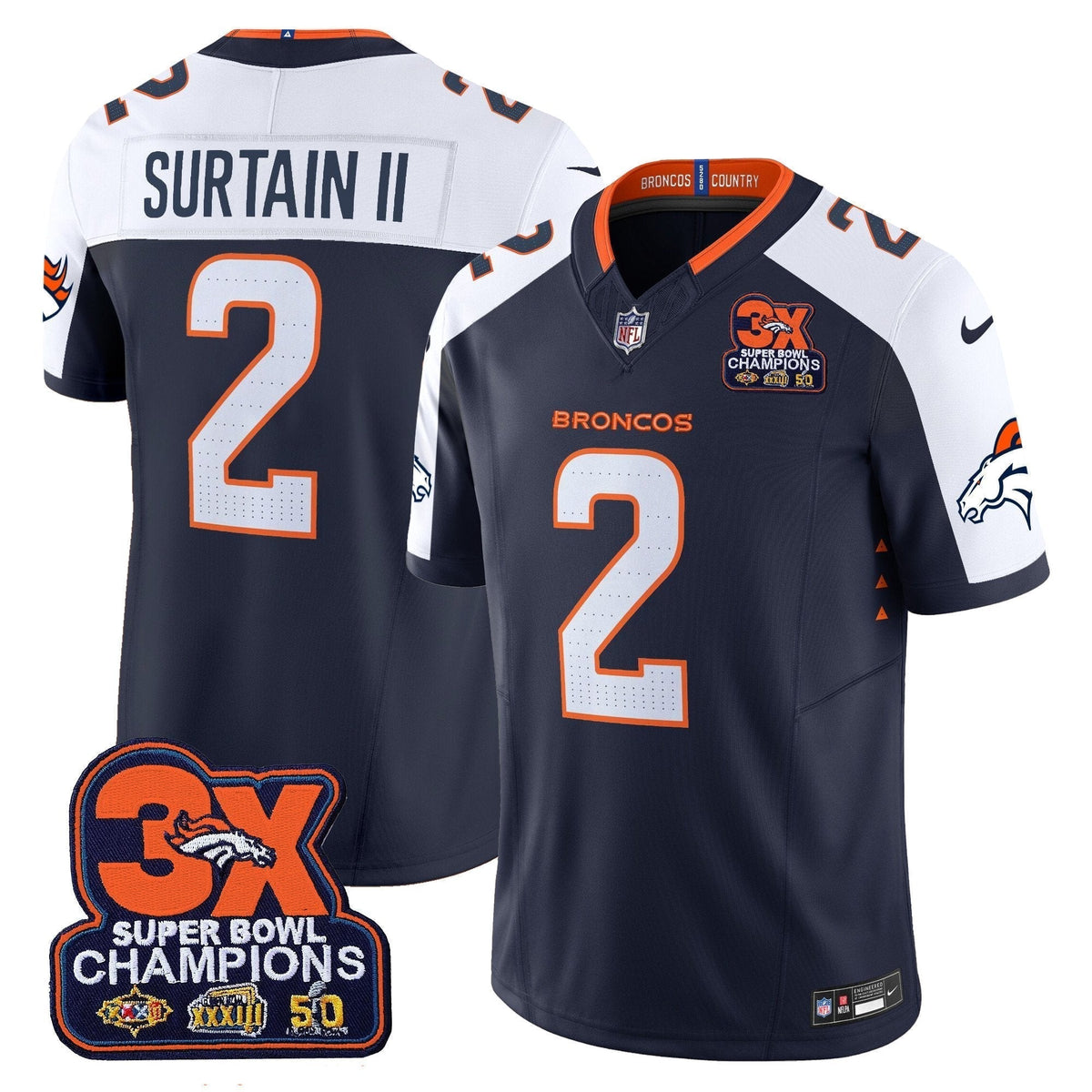 DEN 3-Time Champions Patch Vapor Limited Jersey