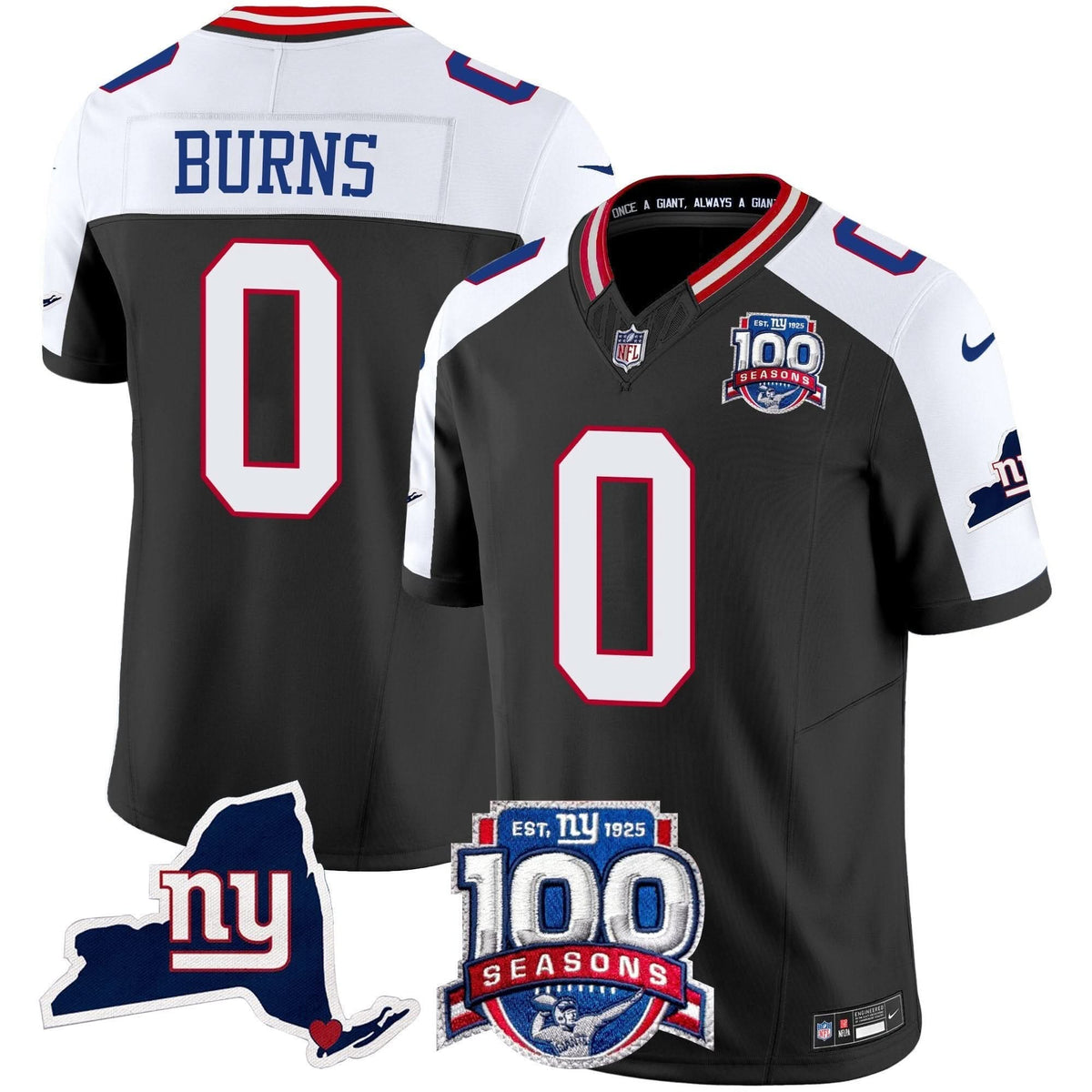 NYG 100th Season & State Patch Vapor Limited Jersey