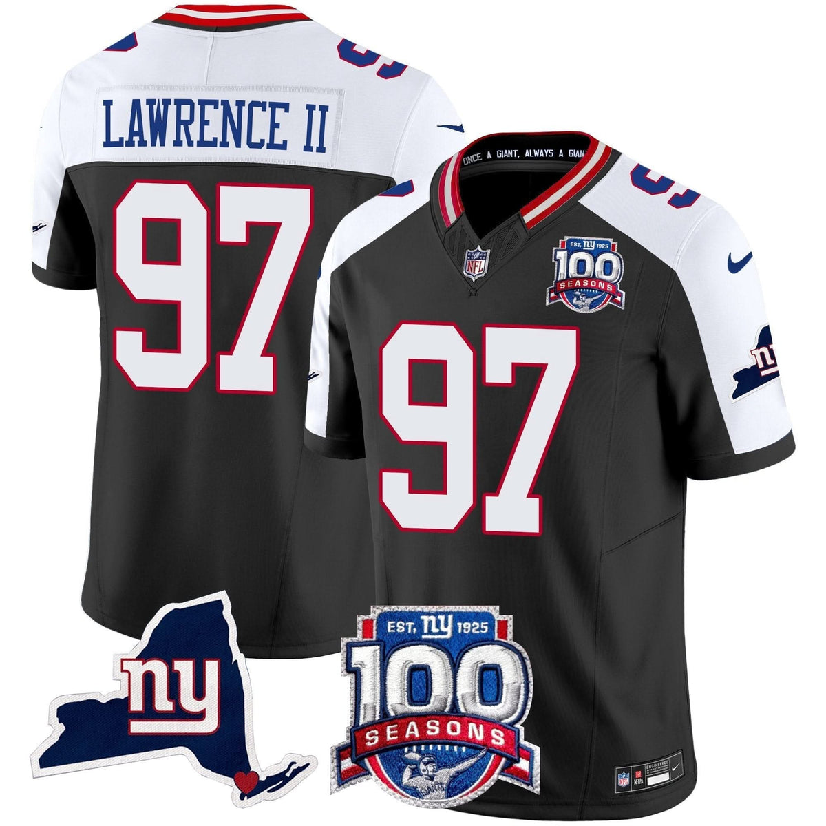 NYG 100th Season & State Patch Vapor Limited Jersey