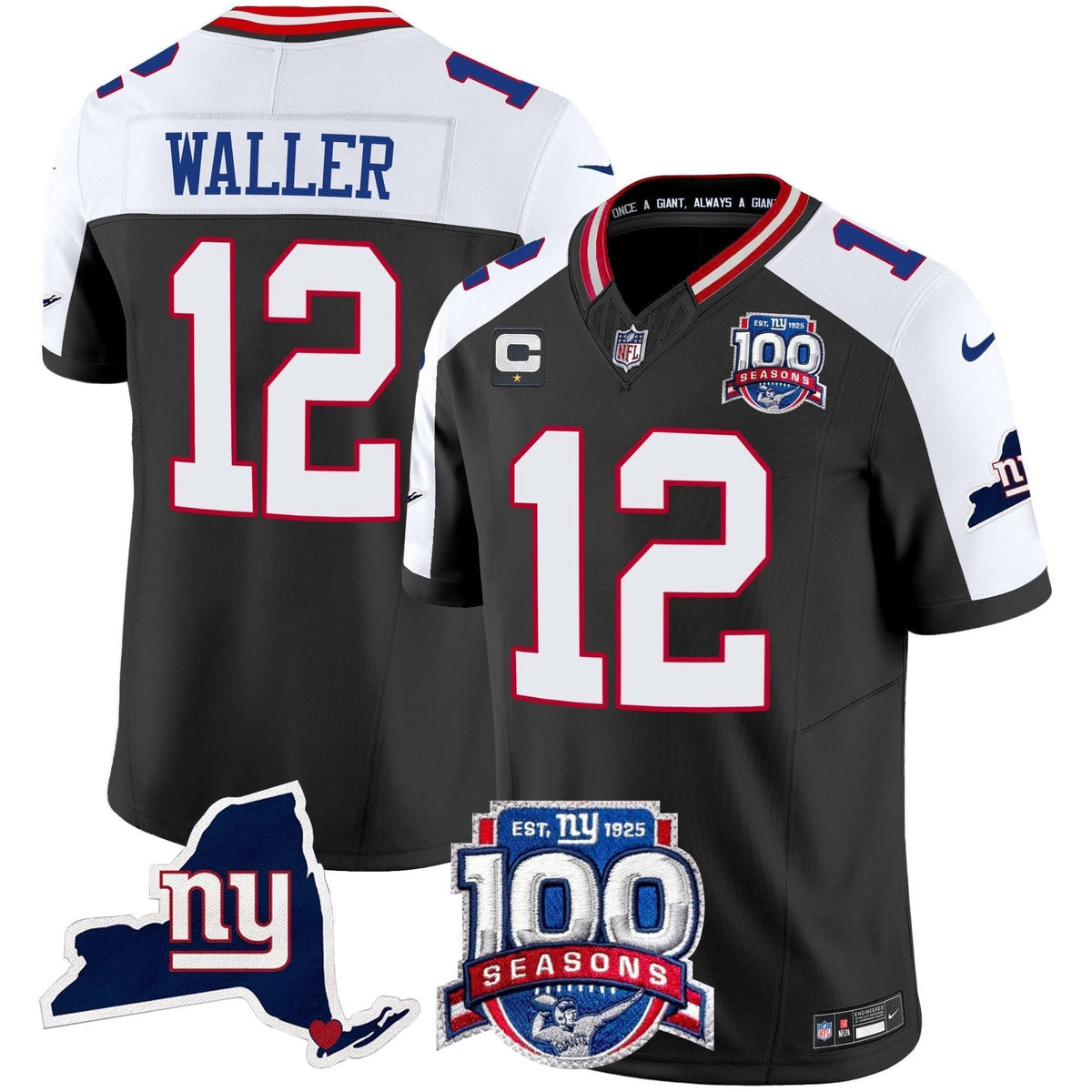 NYG 100th Season & State Patch Vapor Limited Jersey