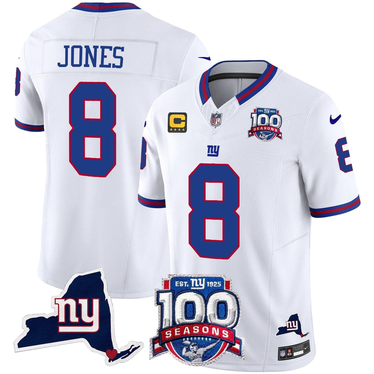 NYG 100th Season & State Patch Vapor Limited Jersey