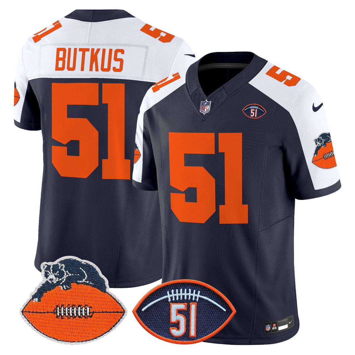 CHI Dick Butkus Patch Throwback Vapor Limited Jersey