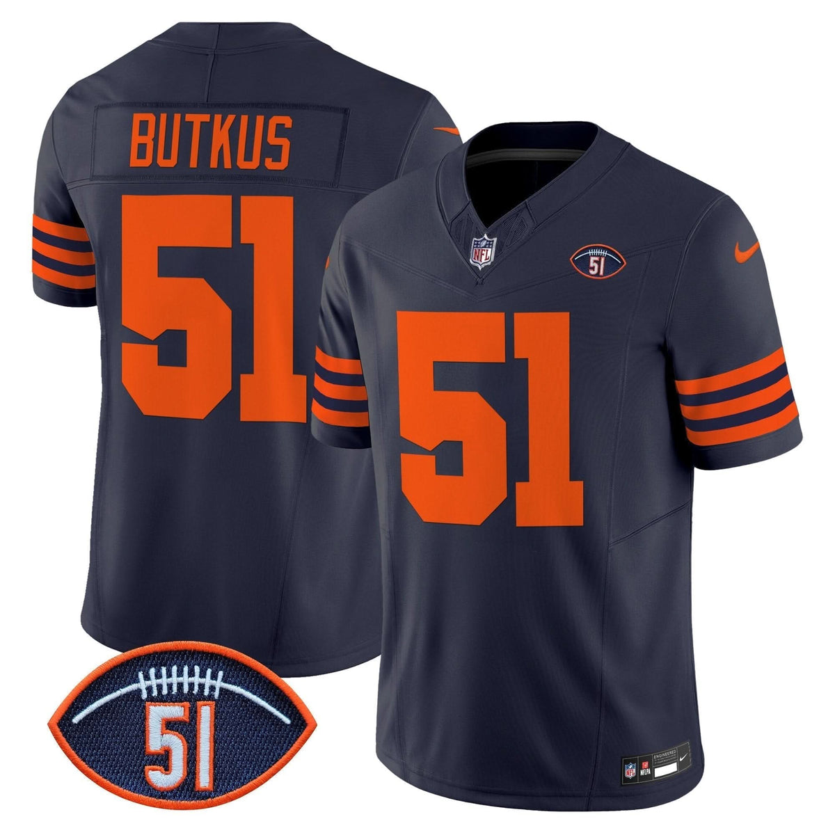 CB Dick Butkus Patch Throwback Vapor Limited Jersey