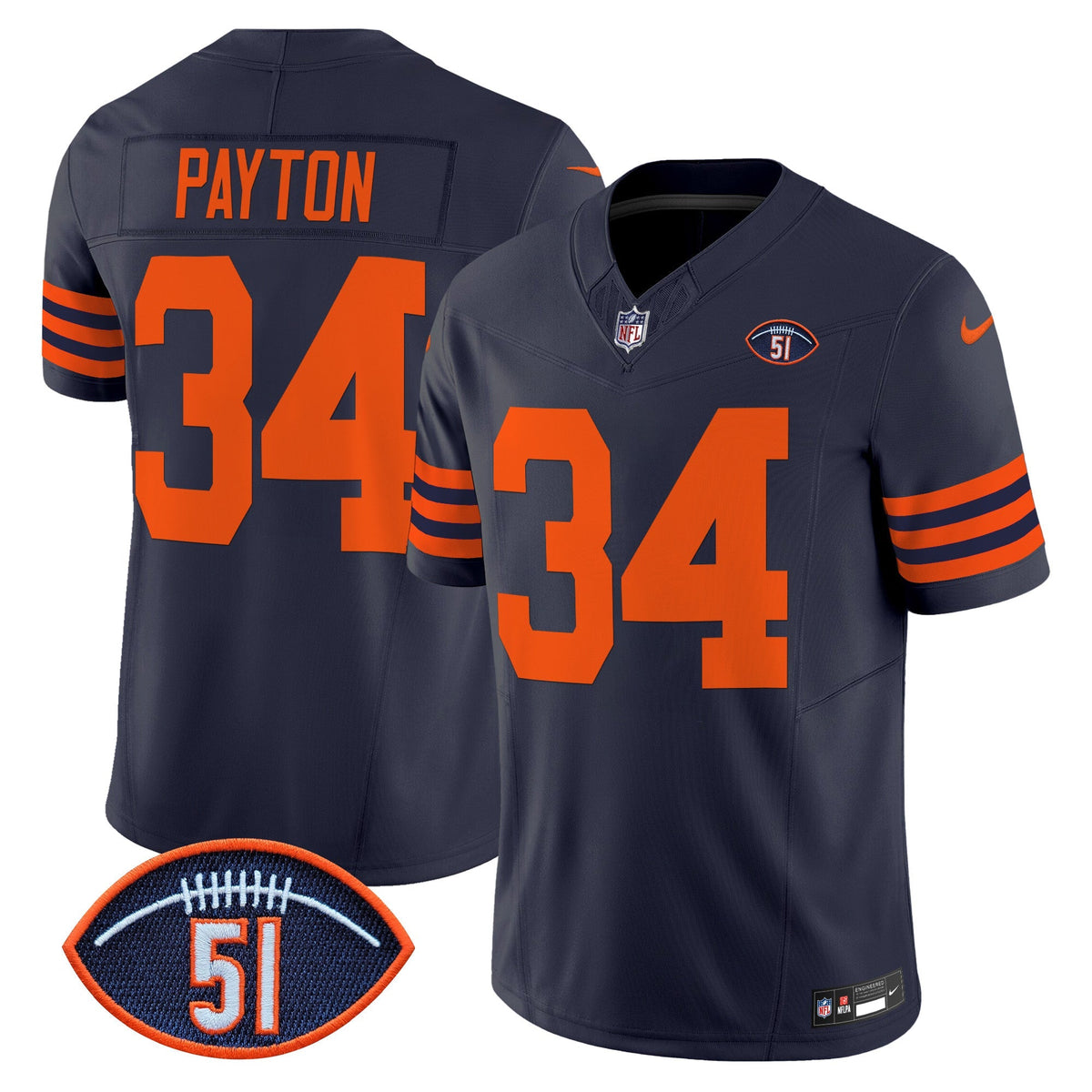 CHI Dick Butkus Patch Throwback Vapor Limited Jersey