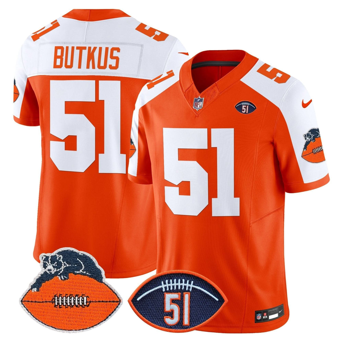 CB Dick Butkus Patch Throwback Vapor Limited Jersey