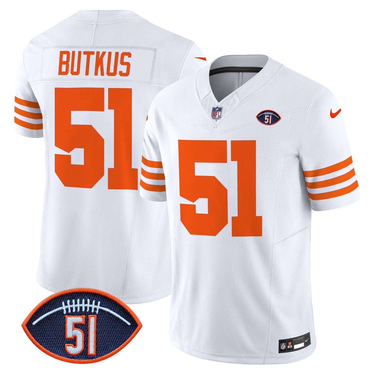 CHI Dick Butkus Patch Throwback Vapor Limited Jersey