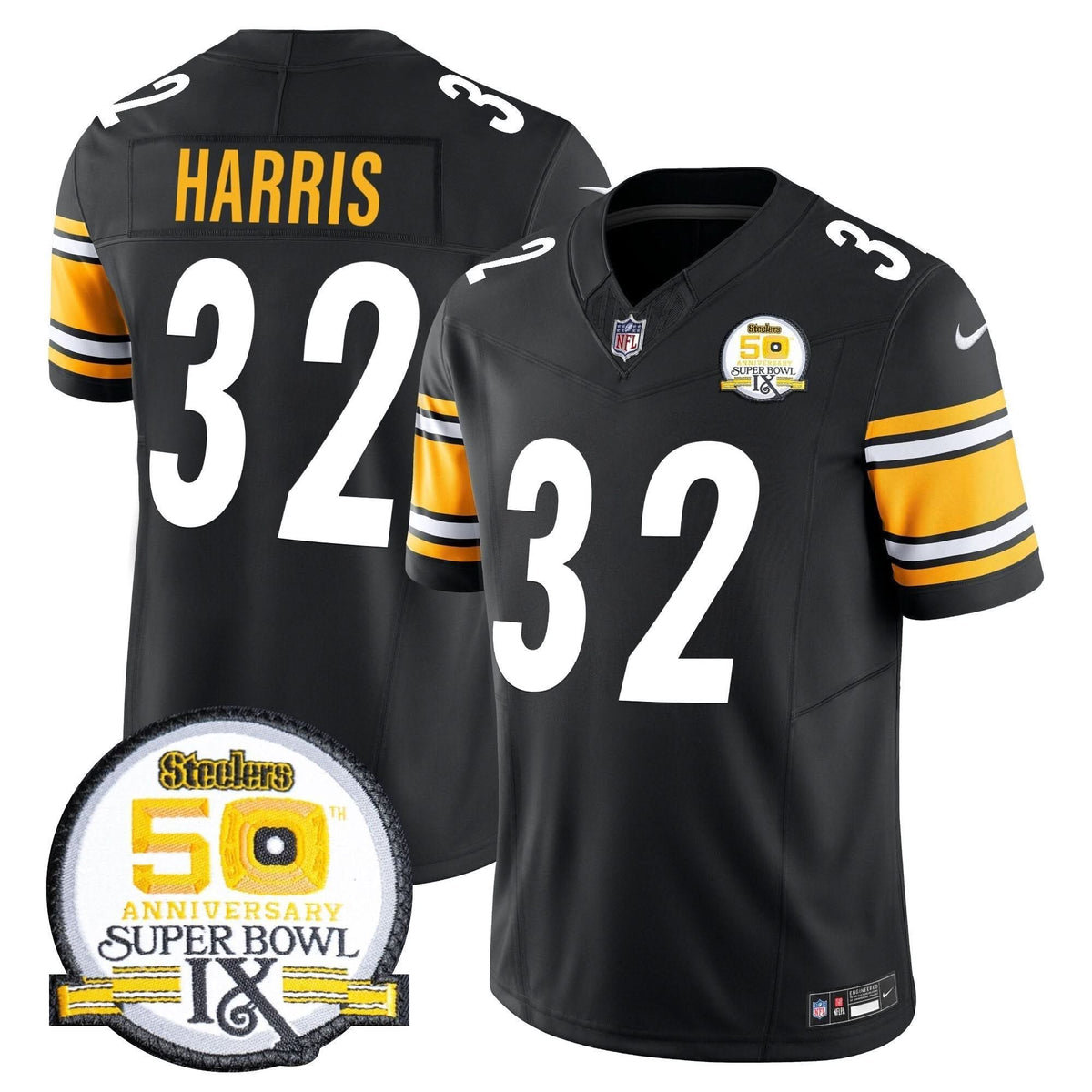 PIT 50th Anniversary Of Super Bowl IX Patch Vapor Limited Jersey