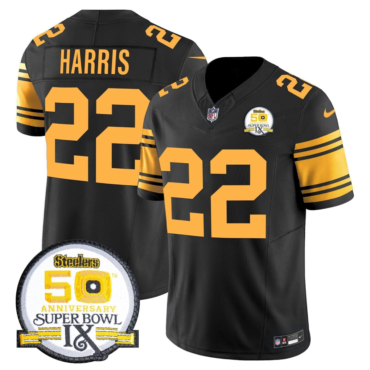 PIT 50th Anniversary Of Super Bowl IX Patch Vapor Limited Jersey