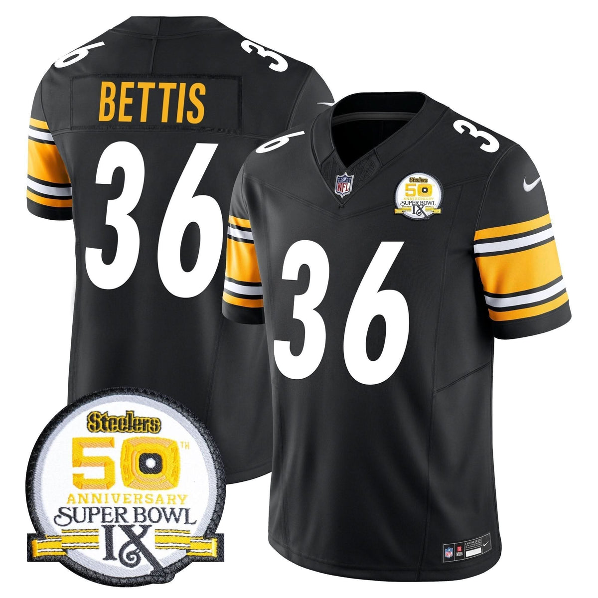 PIT 50th Anniversary Of Super Bowl IX Patch Vapor Limited Jersey