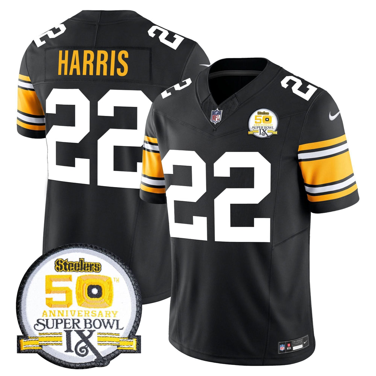 PIT 50th Anniversary Of Super Bowl IX Patch Vapor Limited Jersey