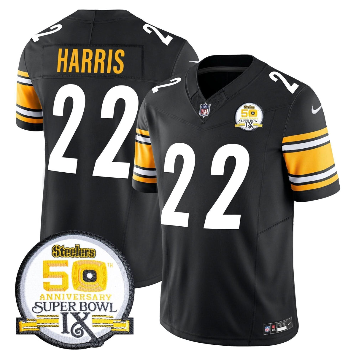 PIT 50th Anniversary Of Super Bowl IX Patch Vapor Limited Jersey