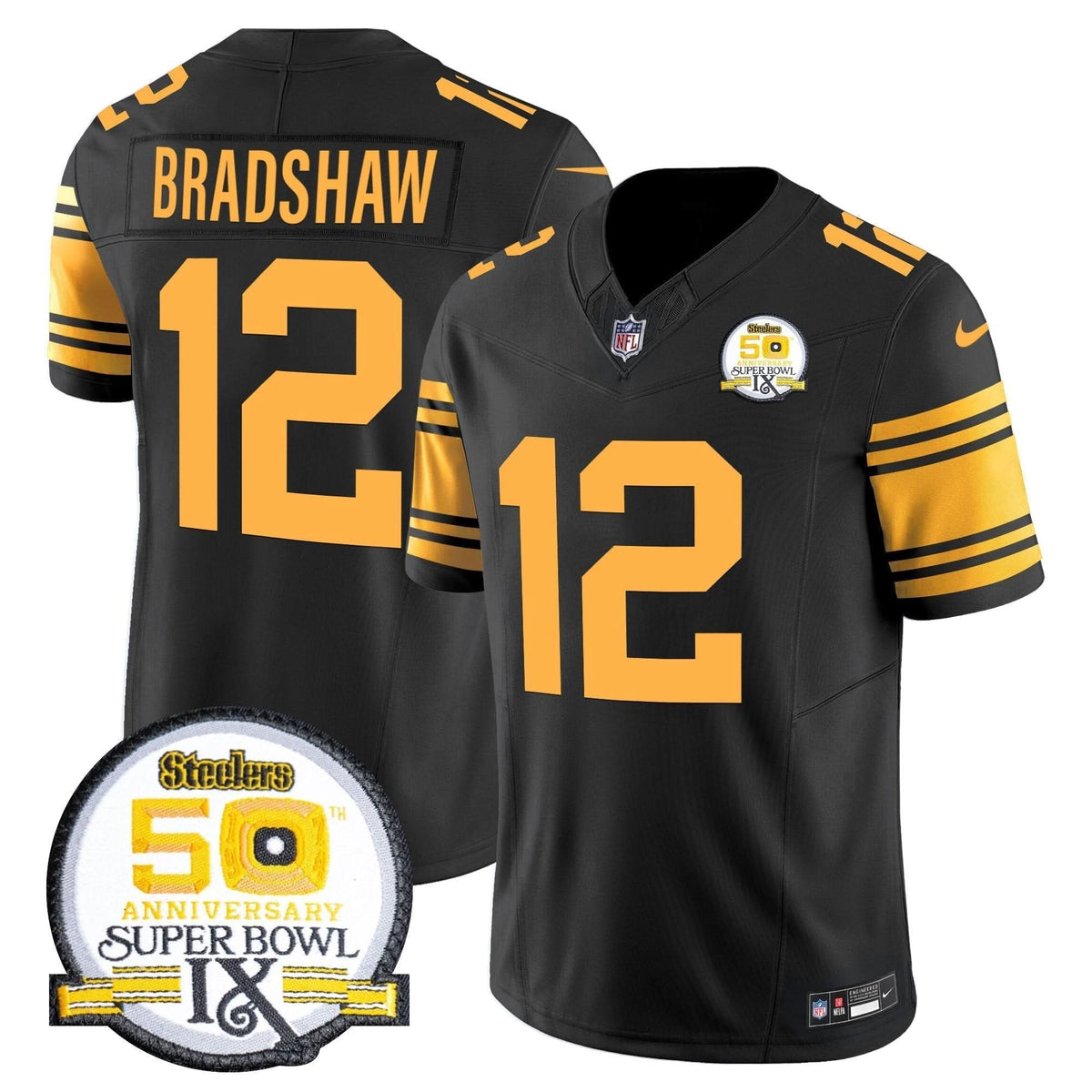 PIT 50th Anniversary Of Super Bowl IX Patch Vapor Limited Jersey