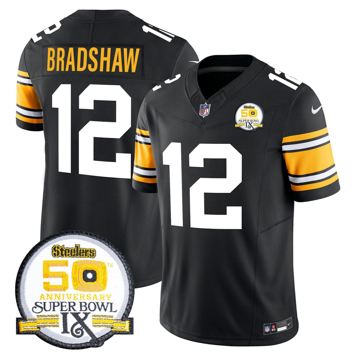 PIT 50th Anniversary Of Super Bowl IX Patch Vapor Limited Jersey